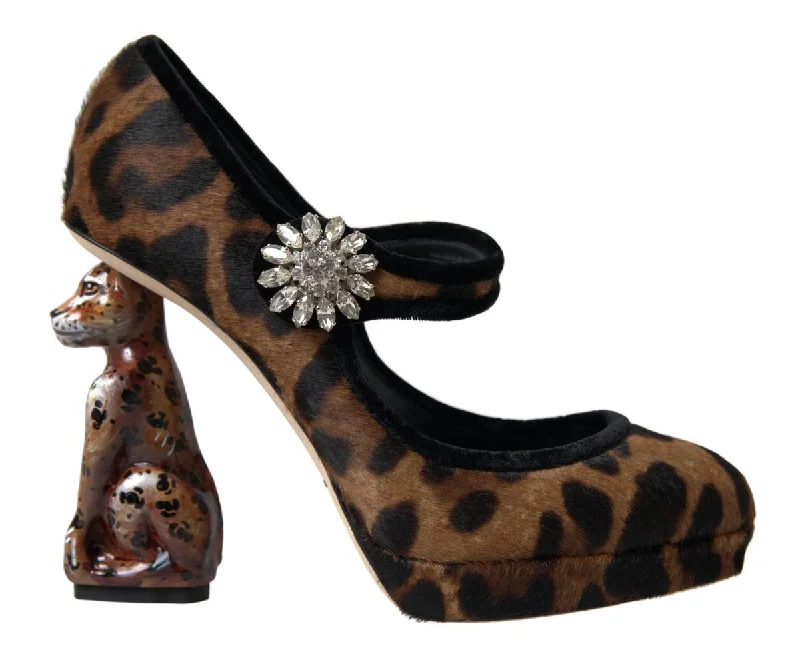 Women’s sandals indoor -Dolce & Gabbana Elegant Leopard Heel Pumps for Chic Women's Sophistication