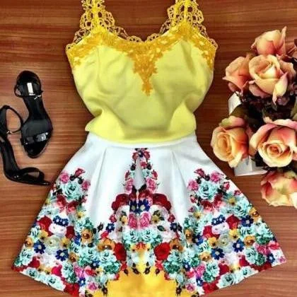 Women’s swim skirt off-white -ON SALE LACE YELLOW SKIRT CONDOLE BELT SPLICING FLOWER PETALS IN EUROPE AND THE DRESS SLEEVELESS SKIRT