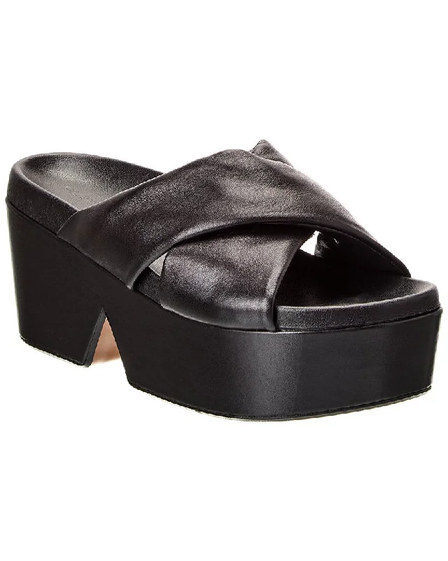 Women’s sandals black -Clergerie Etan Leather Platform Sandal