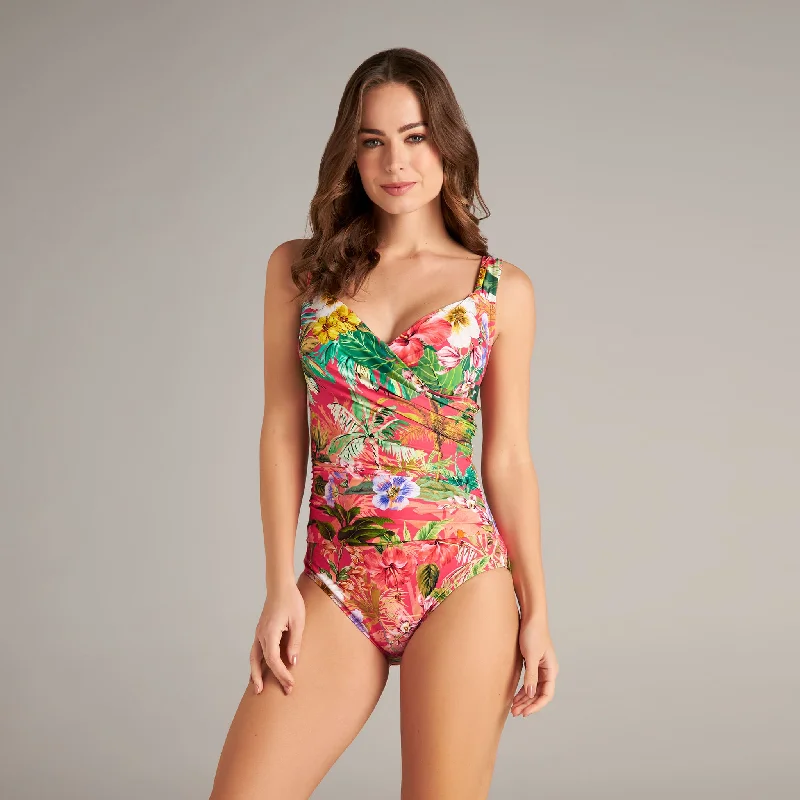 Women’s one-piece swimsuit maritime -PALMS & TROPICS SURPLICE ONE PIECE