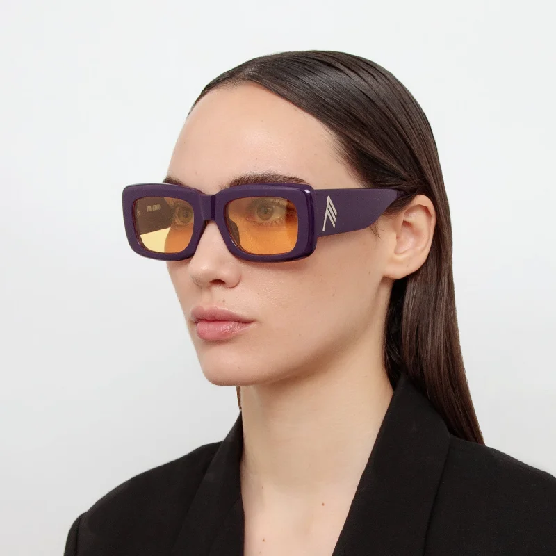 sunglasses browline design -Marfa Rectangular Sunglasses in Purple and Yellow