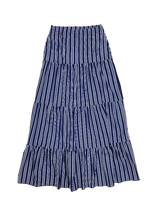 Women’s swim skirt shaping -Teen Navy Stripe Prairie Swim Skirt