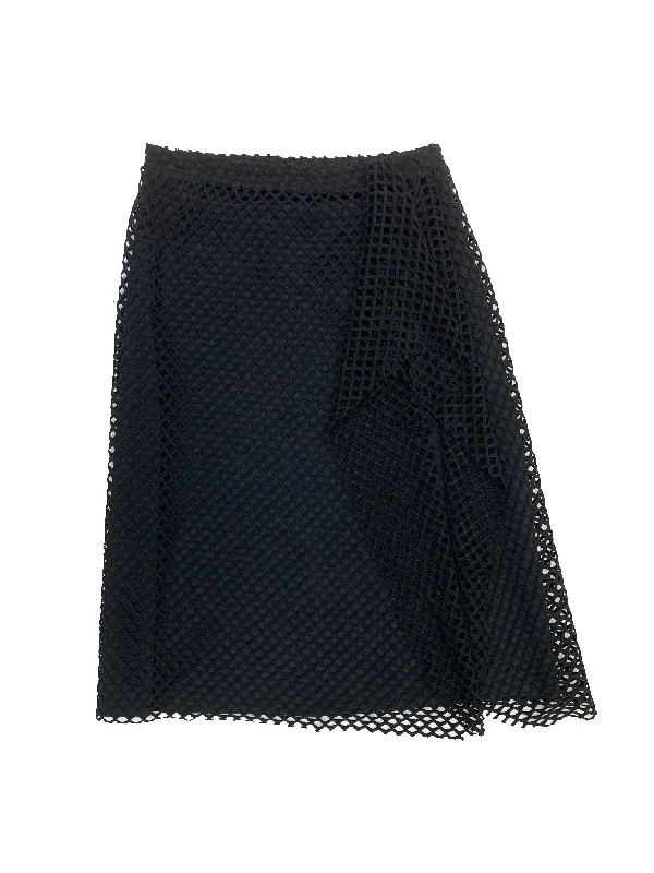 Women’s swim skirt tie-front -Black Mesh Sarong Swim Skirt