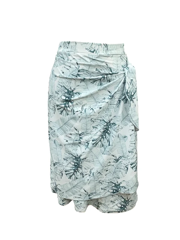 Women’s swim skirt curvy -Tropical Leaves Sarong Swim Skirt