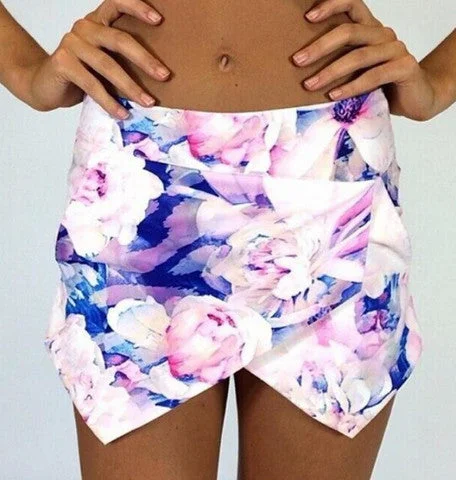 Women’s swim skirt senior -A99948 HOT FLOWER PRINTED SHORTS SKIRTS