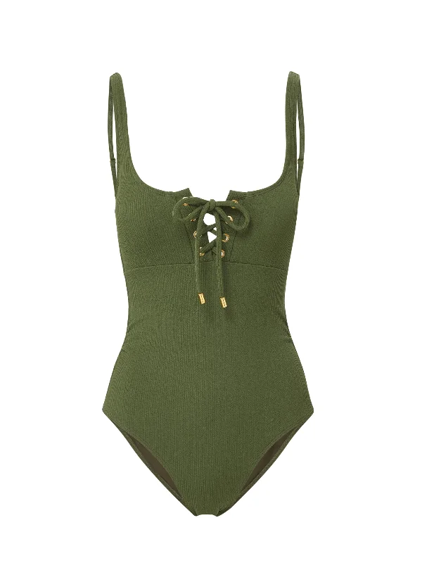 Women’s one-piece swimsuit coastal -Taylor One Piece Olive Texture