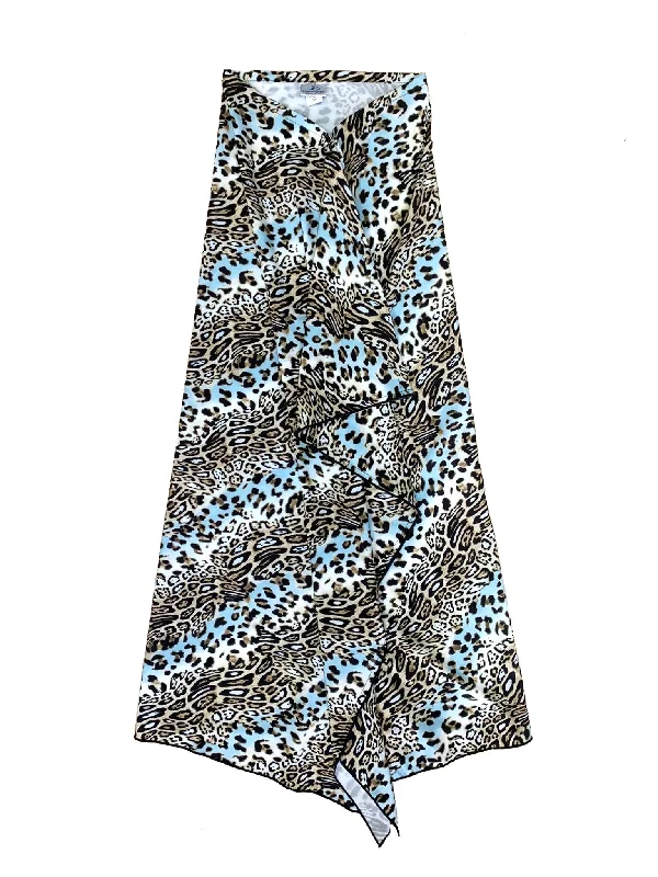 Women’s swim skirt lavender -Blue Leopard Non Stretch Sarong Swim Skirt