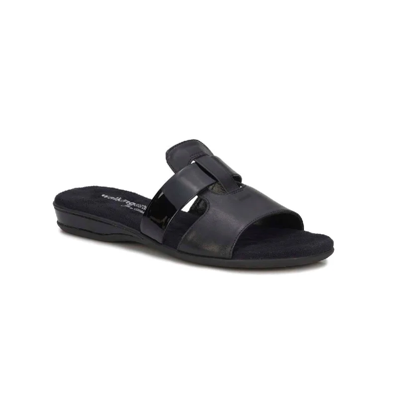 Women’s sandals concert -Walking Cradles Wc Candice Women Slide Sandal In Black Nappa Leather/patent