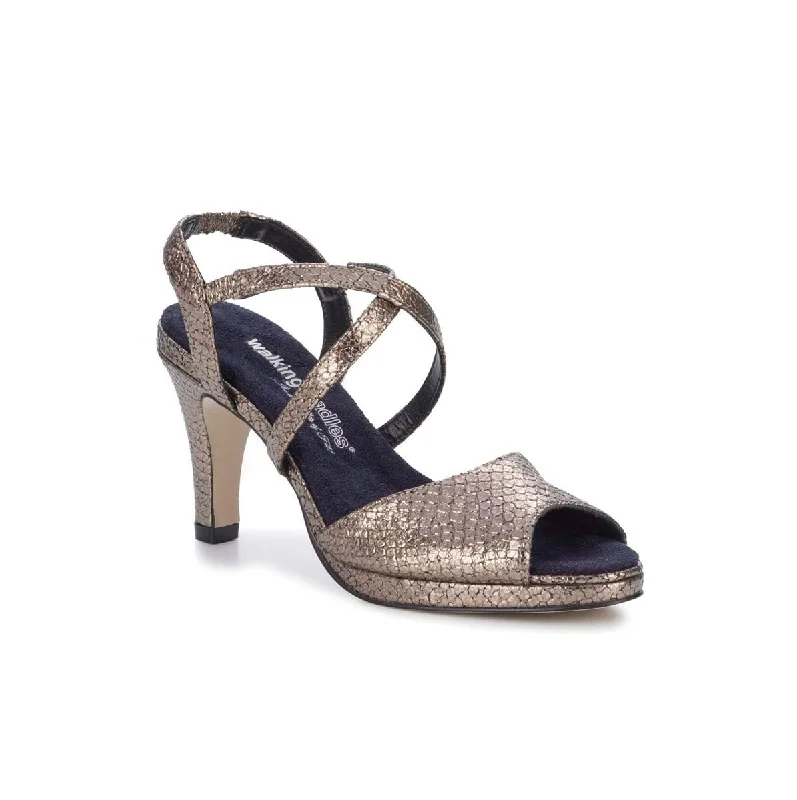 Women’s sandals party -Walking Cradles Wc Porsha Women Platform Sandal In Pewter Jasmine Leather