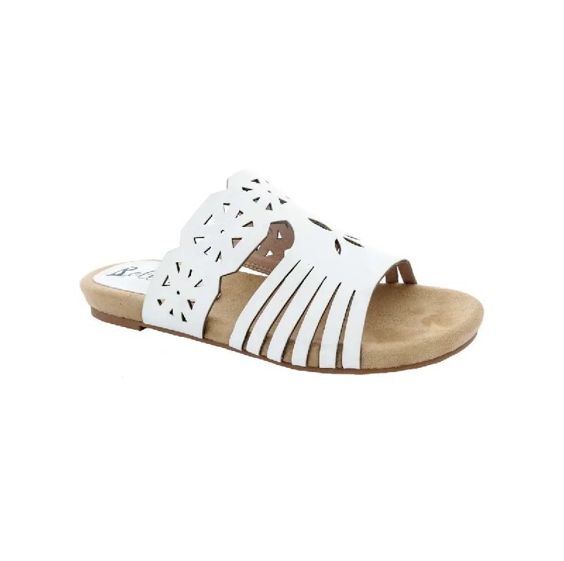 Women’s sandals dressy -Bellini Nikole Women Slide Sandals In White Faux Nubuck