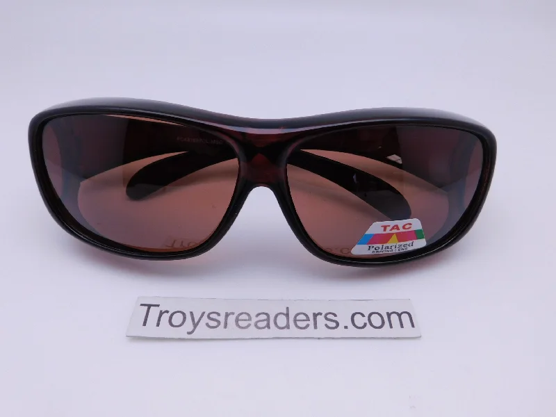 sunglasses final sale -63MM Medium Polarized Fit Overs in Brown with Amber Lens