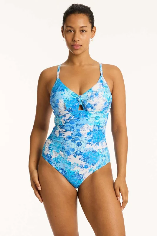 Women’s one-piece swimsuit artistic -Daisyfield Tie Front DD/E One Piece