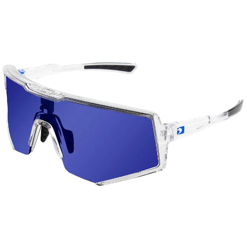 sunglasses best seller -Bobster Sprocket Cycling Sunglasses with Crystal Clear Frame and Blue Mirror Lens