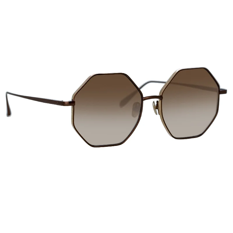 sunglasses floral detail -Lianas Hexagon Sunglasses in Metallic Brown