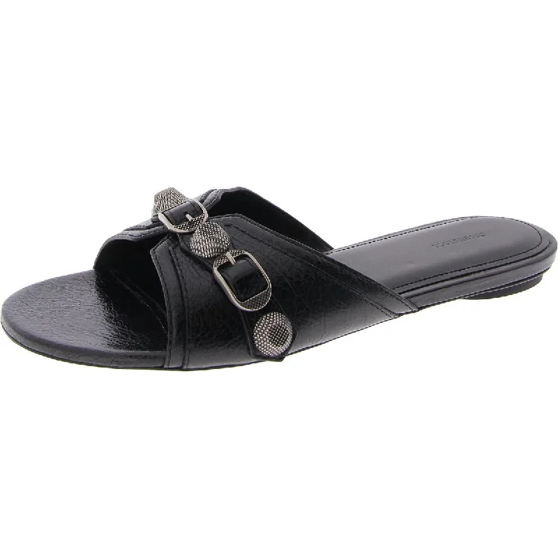 Women’s sandals abstract -Womens Leather Buckle Slide Sandals