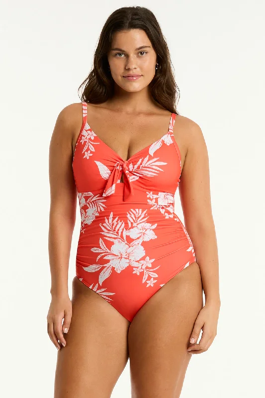 Women’s one-piece swimsuit gold -Aloha Tie Front DD/E One Piece