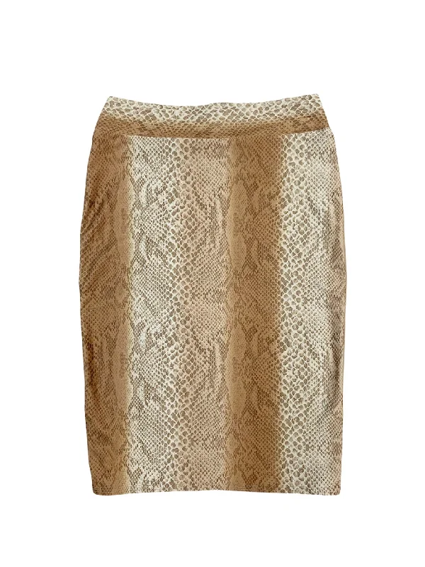 Women’s swim skirt padded -Brown Python Pencil Swim Skirt