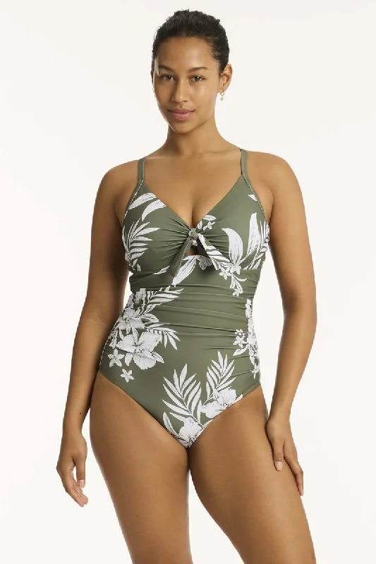 Women’s one-piece swimsuit gradient -Aloha Tie Front DD/E One Piece