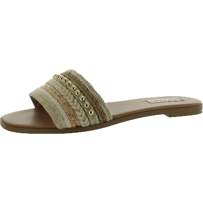 Women’s sandals snake print -Kassi Womens Metallic Espadrille Slide Sandals