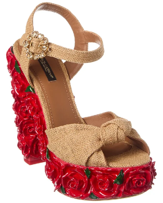 Women’s sandals hiking -Dolce & Gabbana Jute Platform Sandal