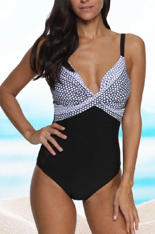 Women’s one-piece swimsuit mermaid -Polka Dot Print Twist One Piece Swimwear