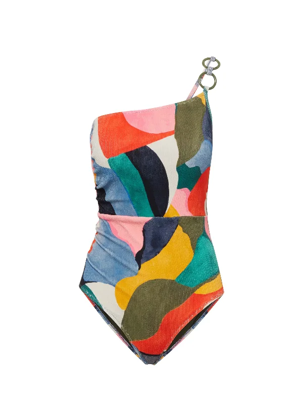 Women’s one-piece swimsuit mermaid -Kara One Piece In Carta Colorblock Texture