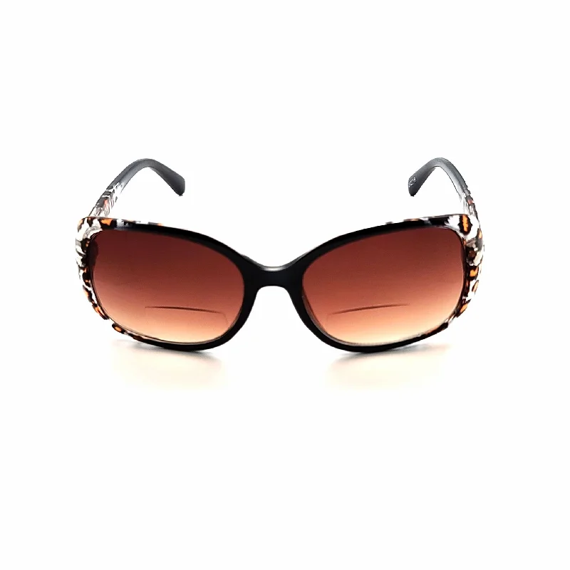 sunglasses online only -Glam Ladies Large Lens Leopard Print Bifocal Reading Sunglasses