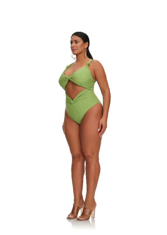 Women’s one-piece swimsuit sporty -RORA ONE PIECE SWIMSUIT - ALOE