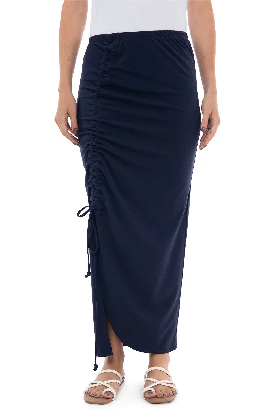 Women’s swim skirt sporty -Women's Bayfront Ruched Maxi Skirt | Navy