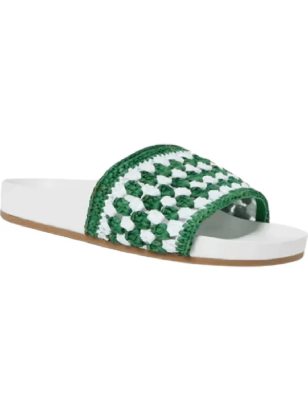 Women’s sandals flirty -Women's Henri Crochet Raffia Band Footbed Sandal In White/green