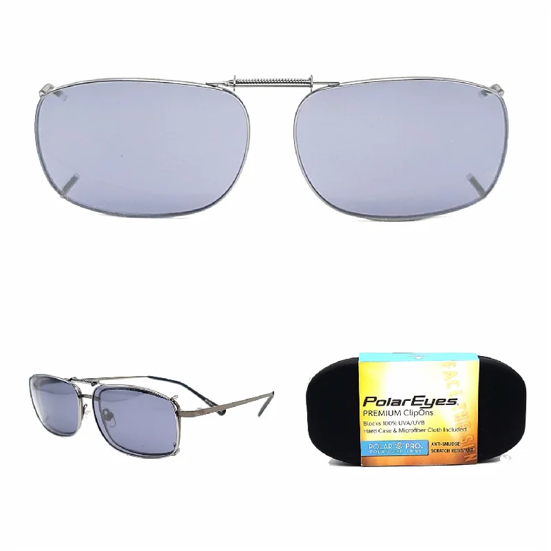 sunglasses protective pouch -56mm Rectangular Polar Eyes Premium Polarized Clip On REC 1 56