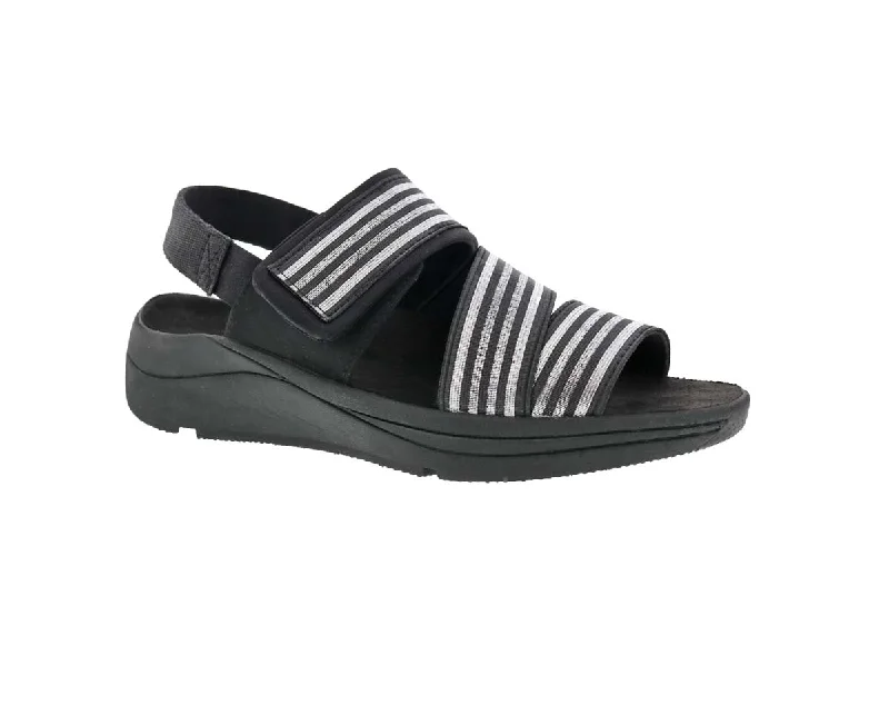 Women’s sandals cruise -Drew Sutton Women Sandal In Black/silver Combo