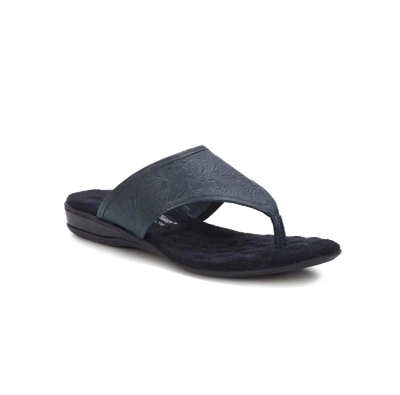 Women’s sandals asymmetrical -Walking Cradles Wc Nella Ii Women Flip-flop Sandals In Navy Tooled Leather