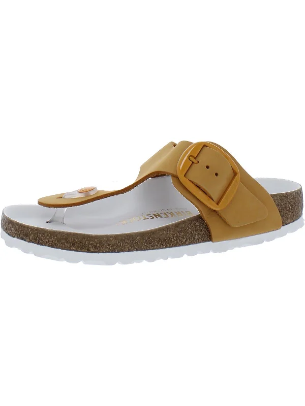 Women’s sandals camel -Gizeh Big Buckle Womens Nubuck Slide T-Strap Sandals