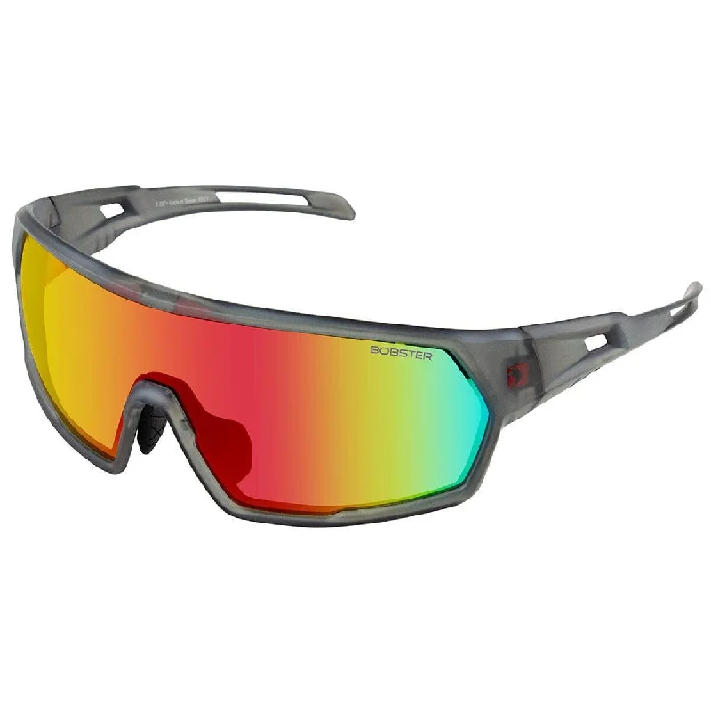 sunglasses back in stock -Bobster Speed Cycling Sunglasses with Matte Clear/Gray Frame and Smoked Crimson Mirror Lens