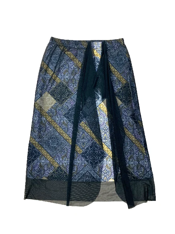 Women’s swim skirt gradient -Patchwork Mesh Sarong Swim Skirt