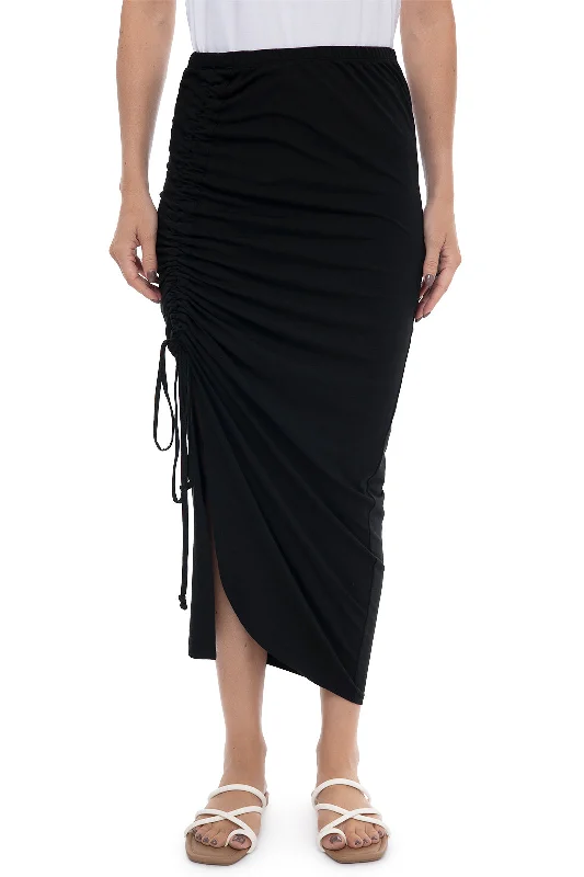 Women’s swim skirt beachwear -Women's Bayfront Ruched Maxi Skirt | Black