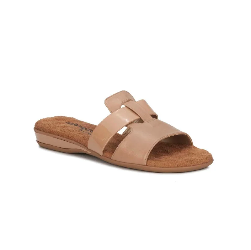 Women’s sandals work -Walking Cradles Wc Candice Women Slide Sandal In Nude Napa Leather/patent