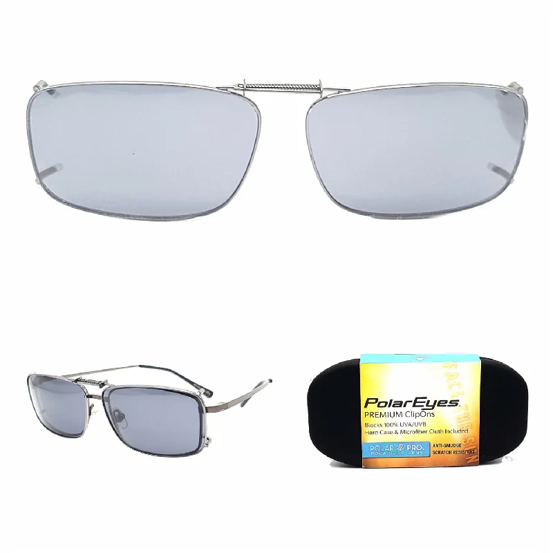 sunglasses fast delivery -58mm Rectangular Polar Eyes Premium Polarized Clip On REC 19 58