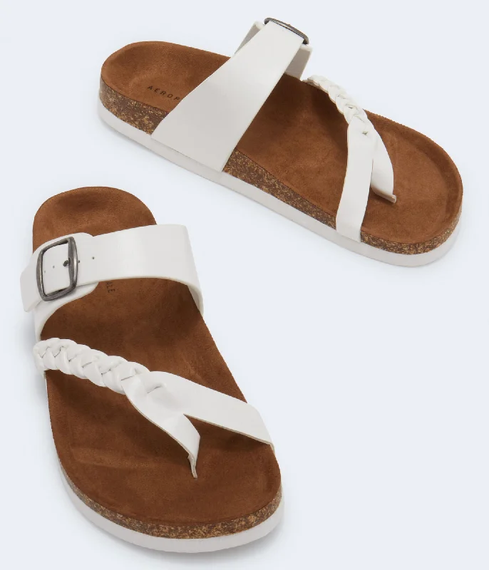 Women’s sandals asymmetrical -Aeropostale Braided Double-Strap Cork Slide Sandal