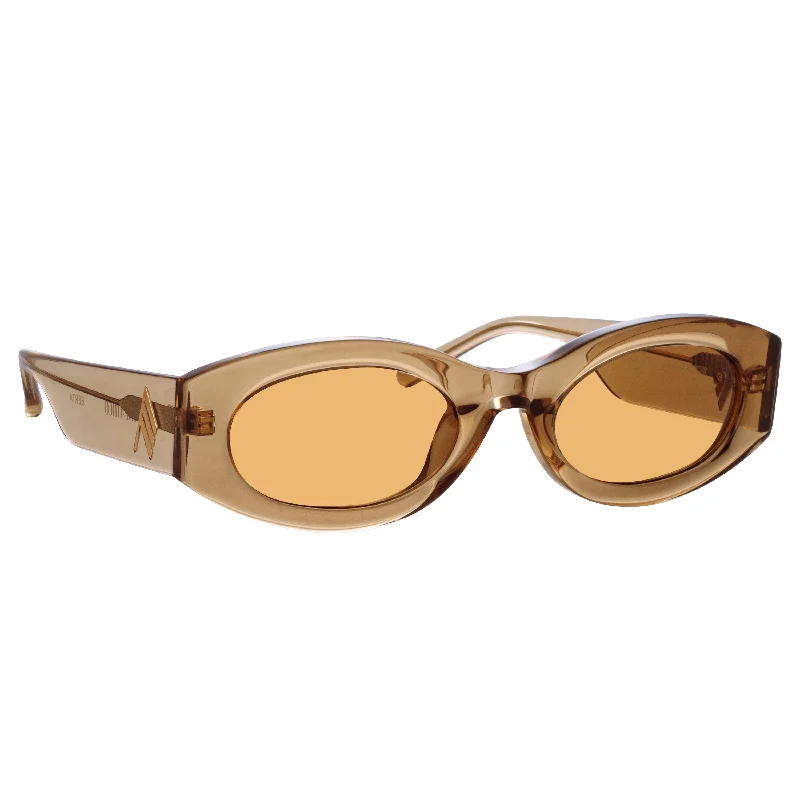 sunglasses shiny chrome -Berta Oval Sunglasses in Sand