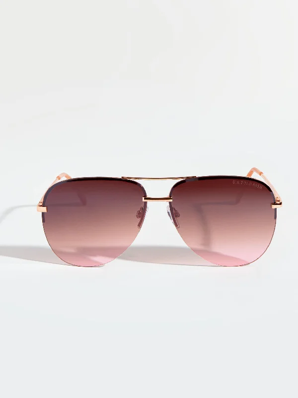 sunglasses sustainable material -LADIES RIMLESS AVIATOR METAL SUNGLASSES