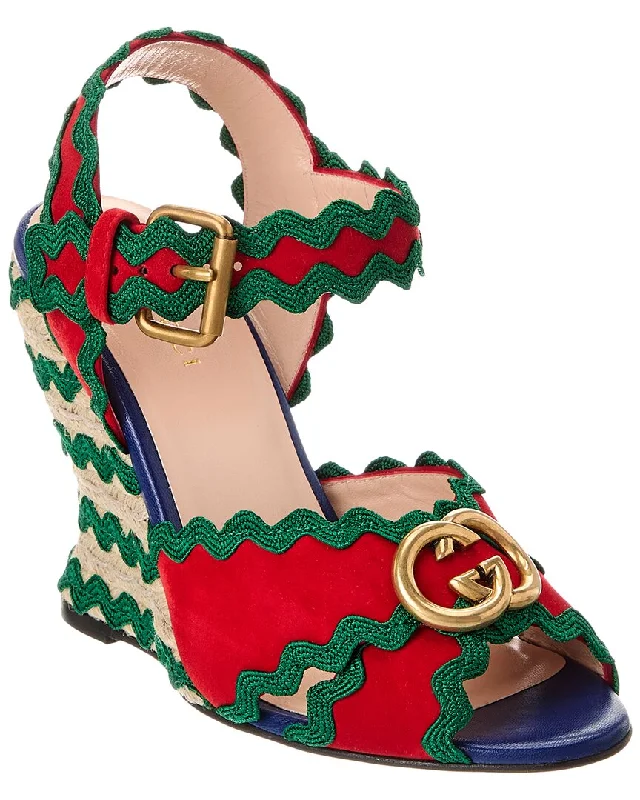 Women’s sandals matte -Gucci Suede Wedge Sandal