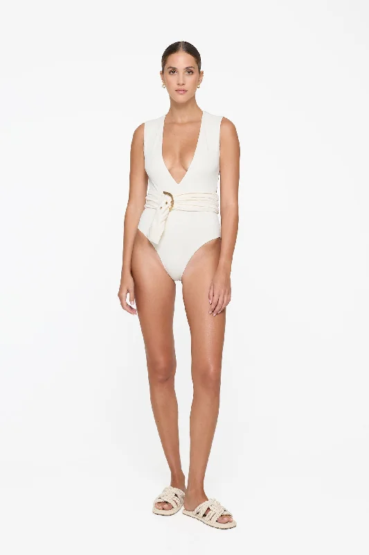 Women’s one-piece swimsuit elegant -Dean One Piece - Cream Snake