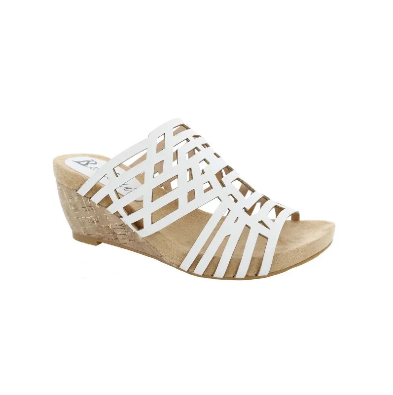 Women’s sandals lightweight -Bellini Pretty Women Wedge Sandals In White Faux Nubuck