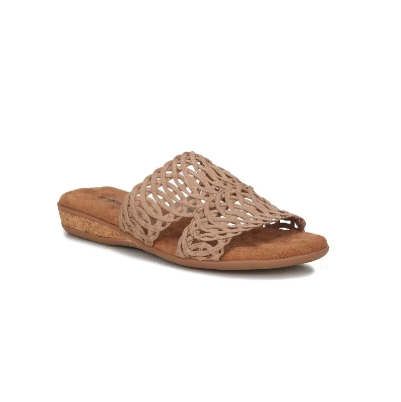 Women’s sandals ribbed -Walking Cradles Wc Calla Women Slip-on Sandal In Lt Taupe Suede Fabric