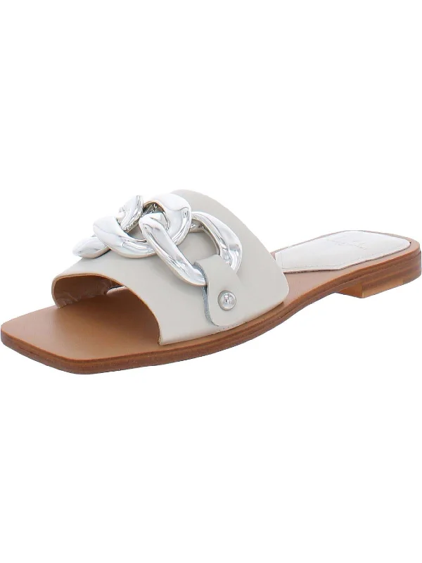 Women’s sandals slide -Rosely Womens Leather Slip On Slide Sandals