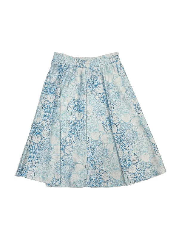 Women’s swim skirt gray -Blue Floral Flairy Swim Skirt