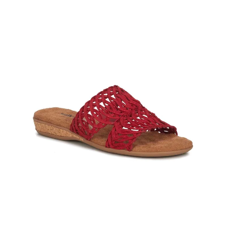 Women’s sandals soft sole -Walking Cradles Wc Calla Women Slip-on Sandal In Red Suede Fabric