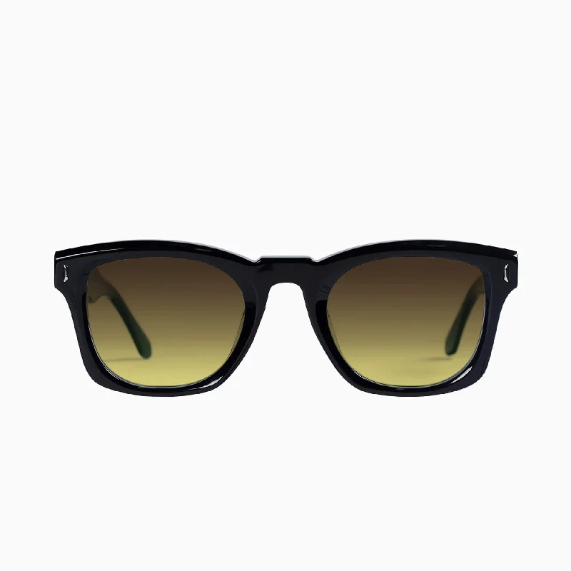 Gloss Black w. Silver Metal Trim / Brown to Yellow Gradient Lens